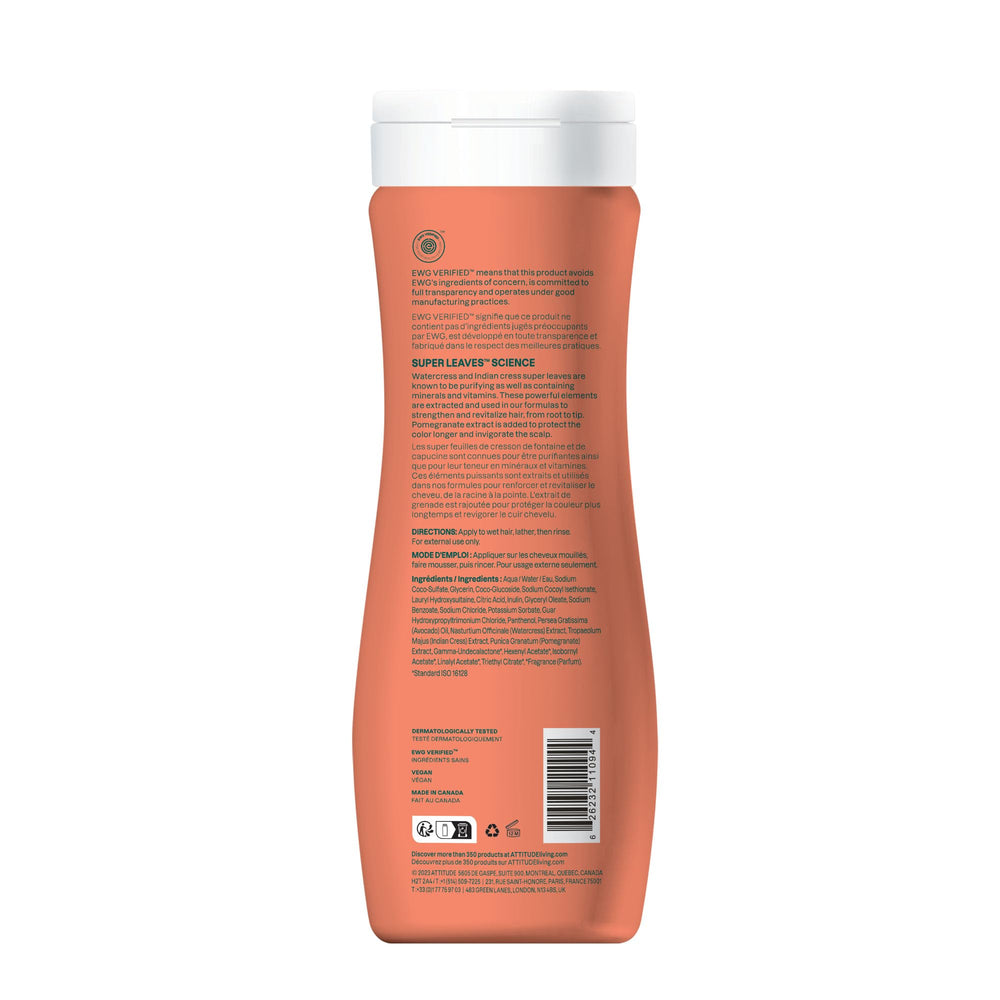 ATTITUDE Colorlast vegano y dermatológicamente probado, apto para cabellos teñidos de uso diario.