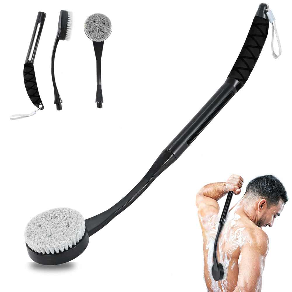 Gobiteli cepillo ducha dorso mango largo 20-5 pulgadas para alcanzar la espalda.