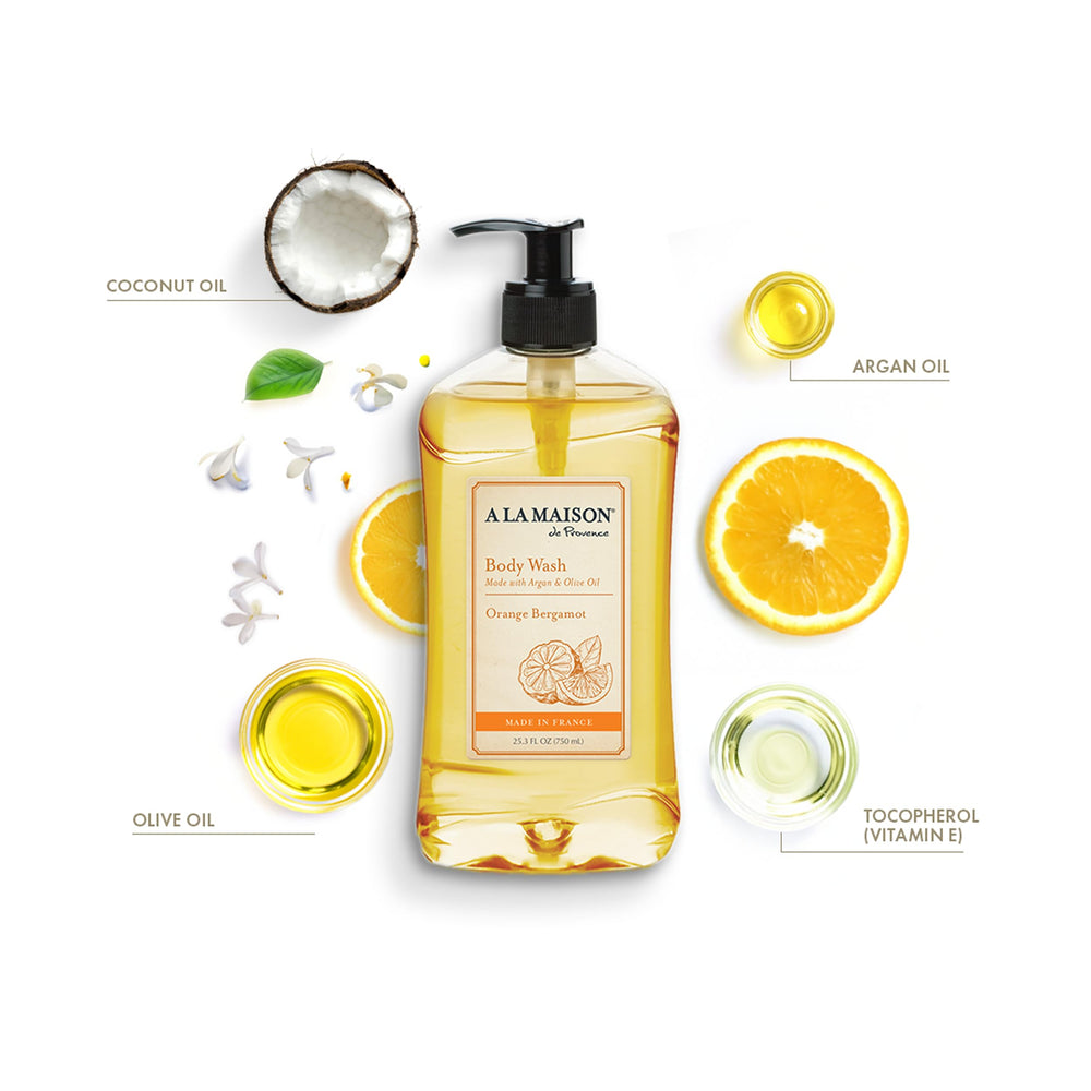 A LA MAISON espuma-ducha-naranja-bergamota: limpieza agradable y refrescante.