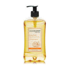 A LA MAISON gel-ducha-naranja-bergamota: aroma cítrico para despertar y limpiar suavemente.