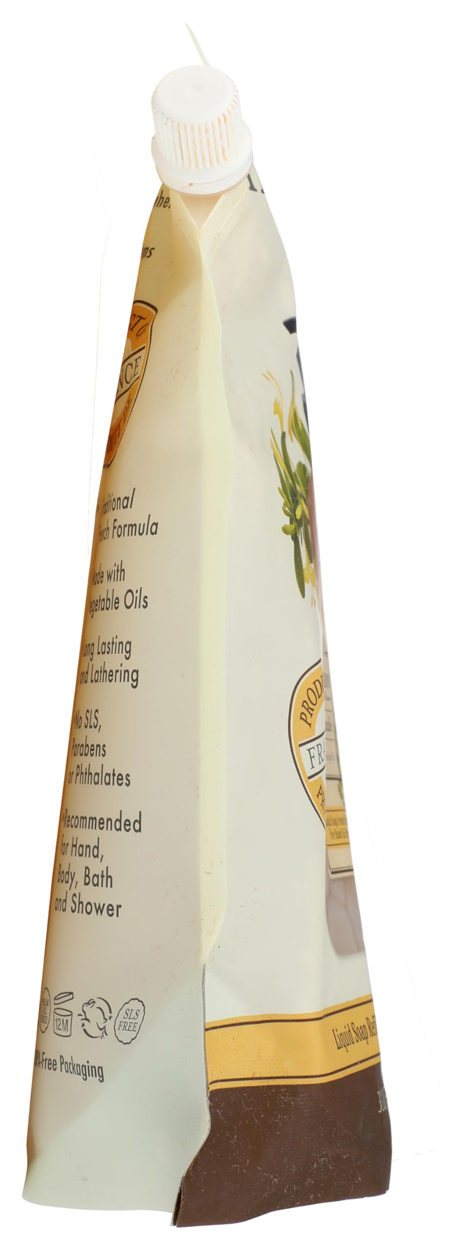A LA MAISON Honeysuckle lather close-up reveals a creamy, gentle foam.