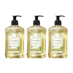 A La Maison Rosemary Mint hand soap bottle for daily cleansing with a refreshing scent.