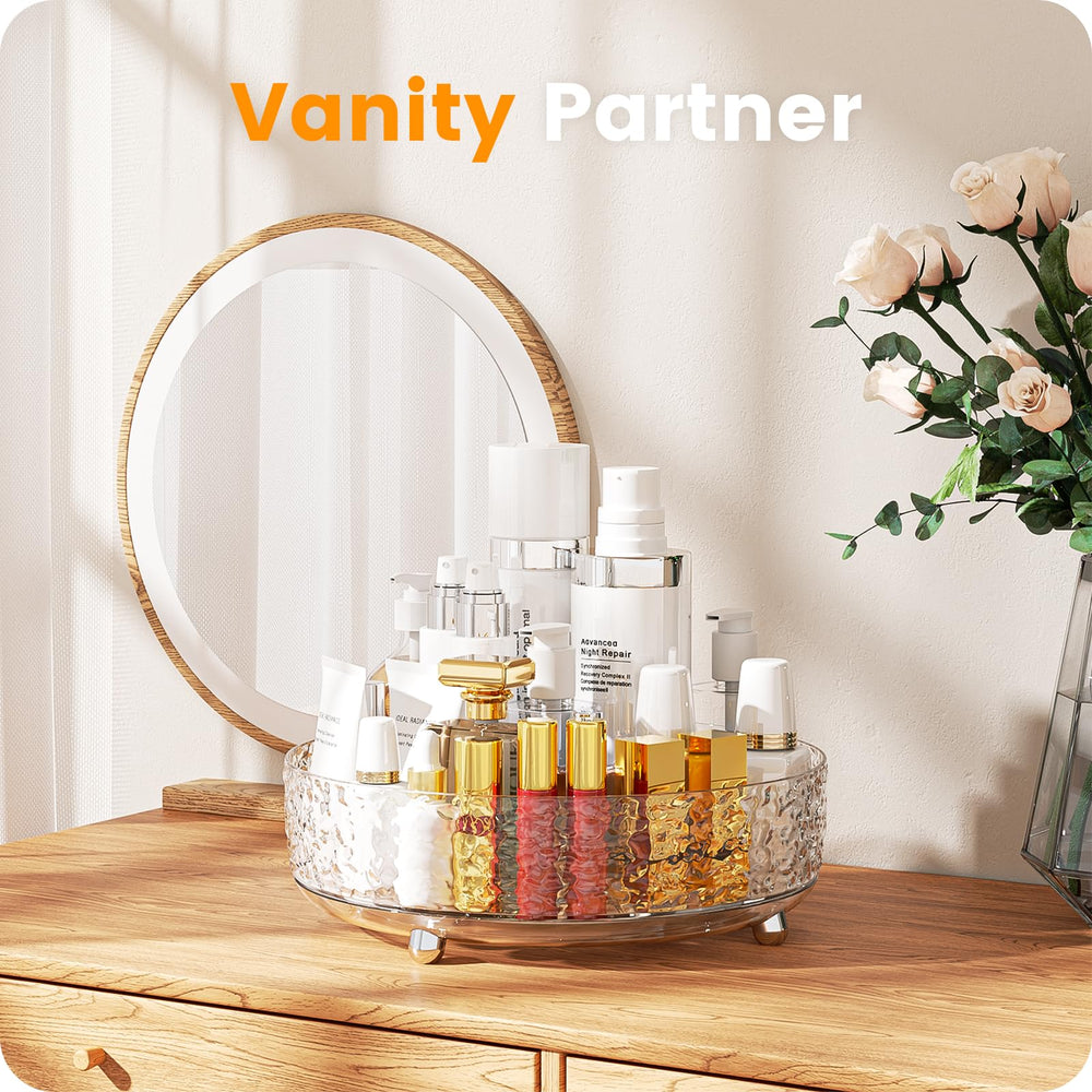 A-LuGei vanity organizer with 360-degree rotation and water ripple finish for stylish storage