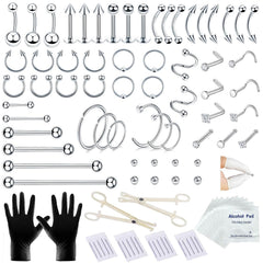 A-minusone kit de piercing 98 piezas, opciones versátiles para perforaciones.