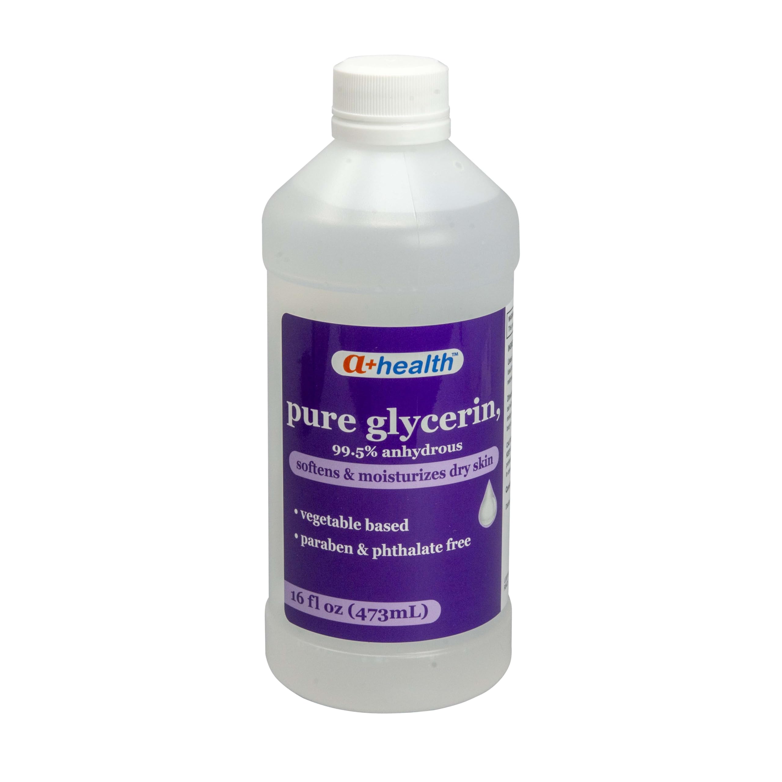 Glicerina pura de A+Health en botella-16oz para hidratar la piel.