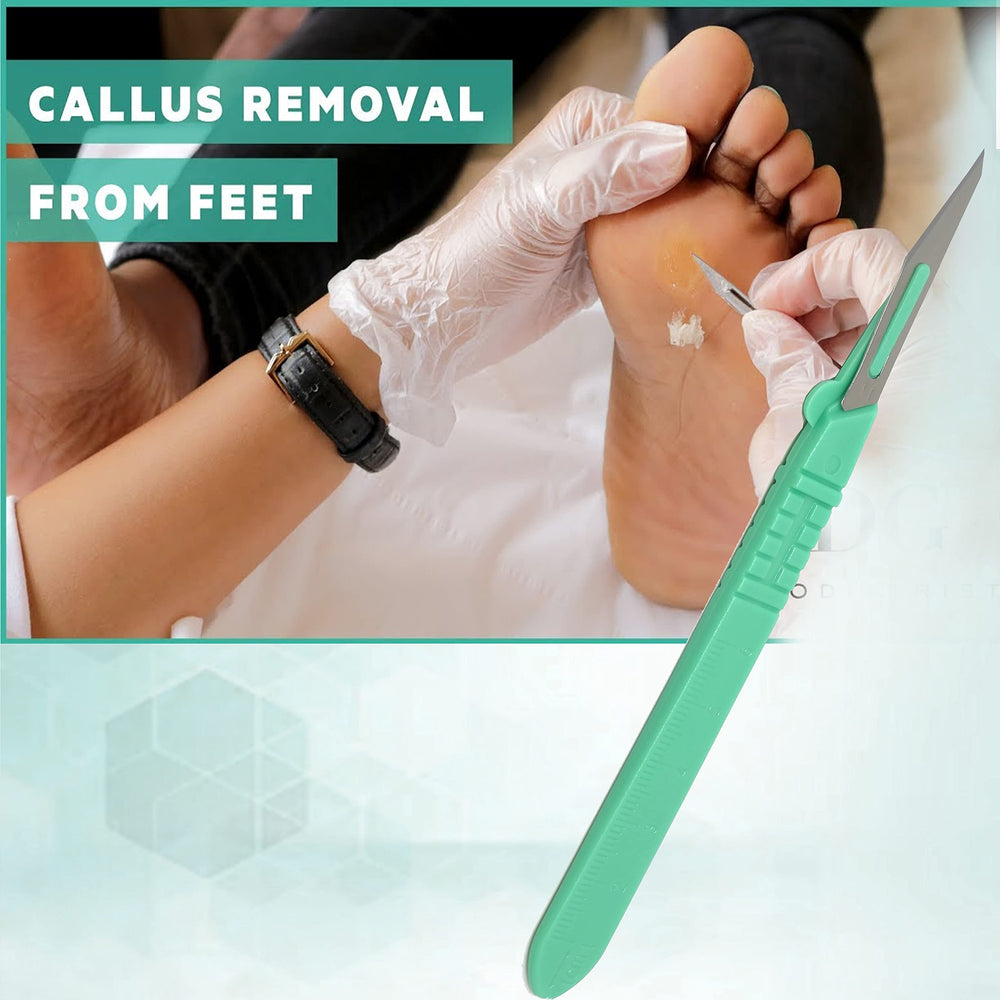 A2Z SCILAB scalpel used in podiatry scenes for callus care