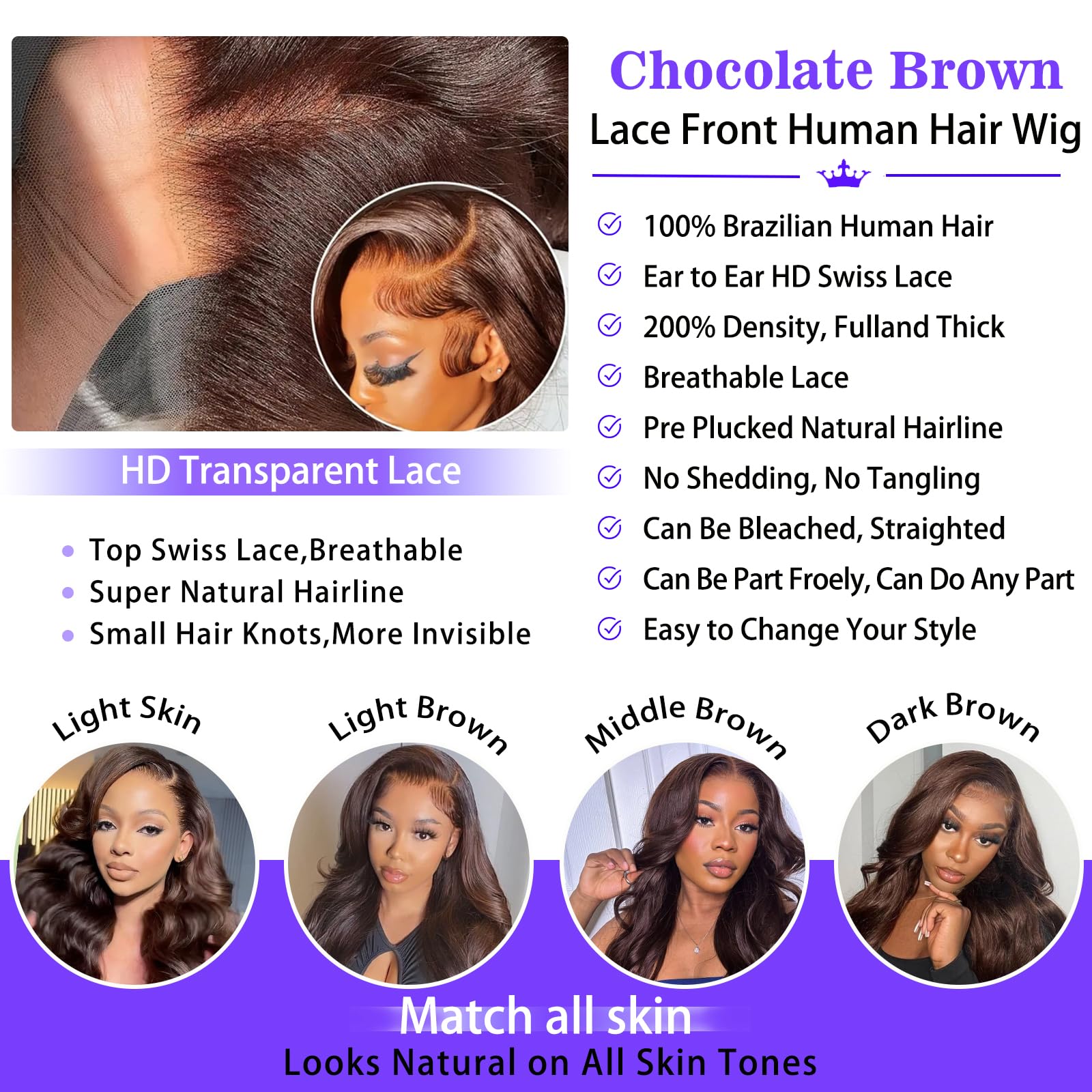 A8 13x6 lace front detail highlighting wide parting and realistic scalp look.