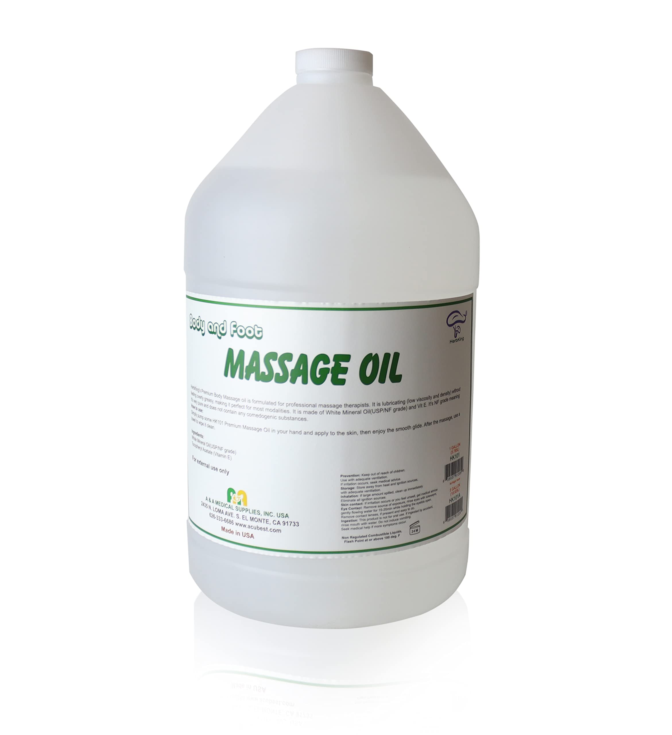 A&amp;A Premium Body Mineral Oil 1-gallon bottle pour demonstrates smooth glide for massage.