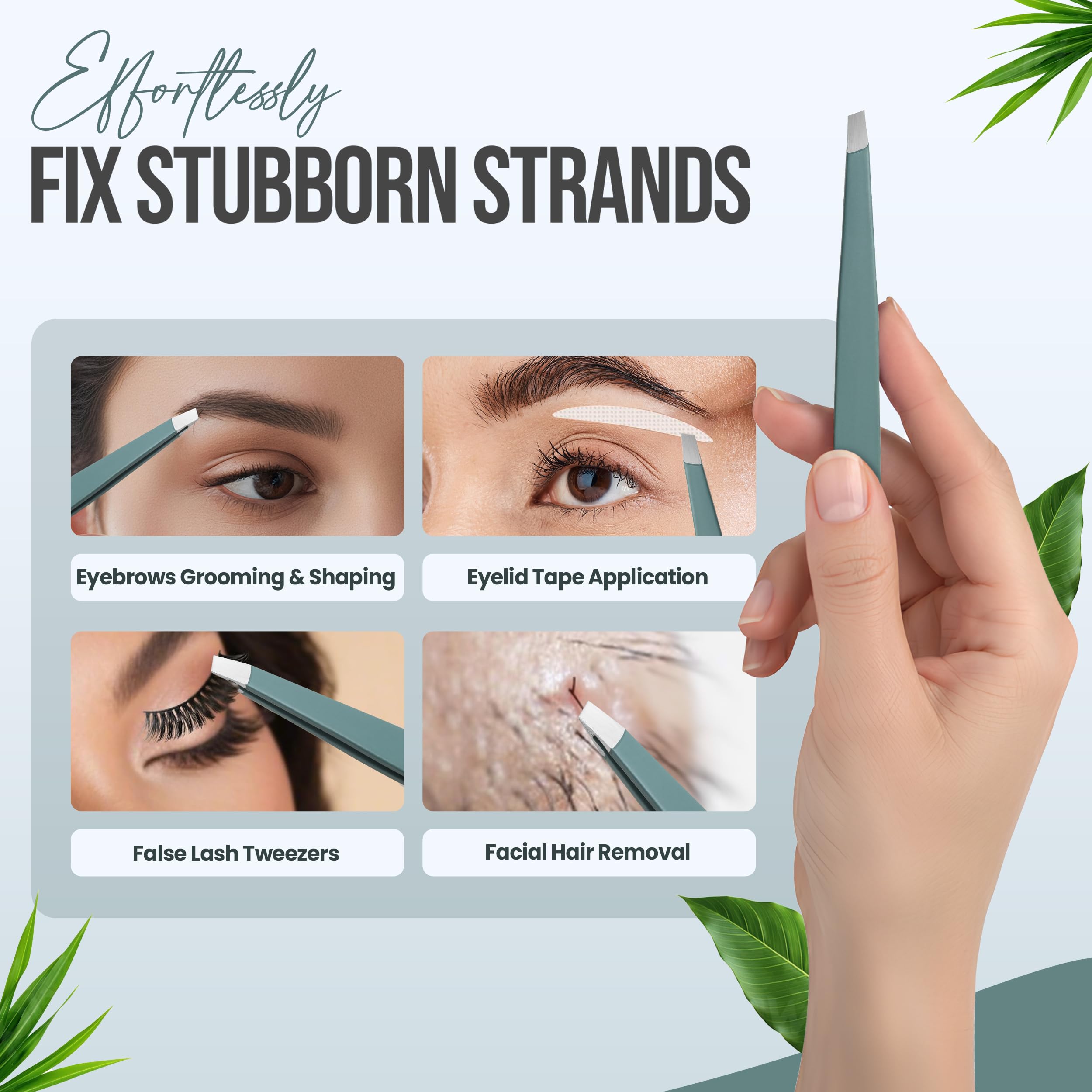 aaasportx Slant Tip Tweezers in Olive Fog close-up showing calibrated tension for clean plucks