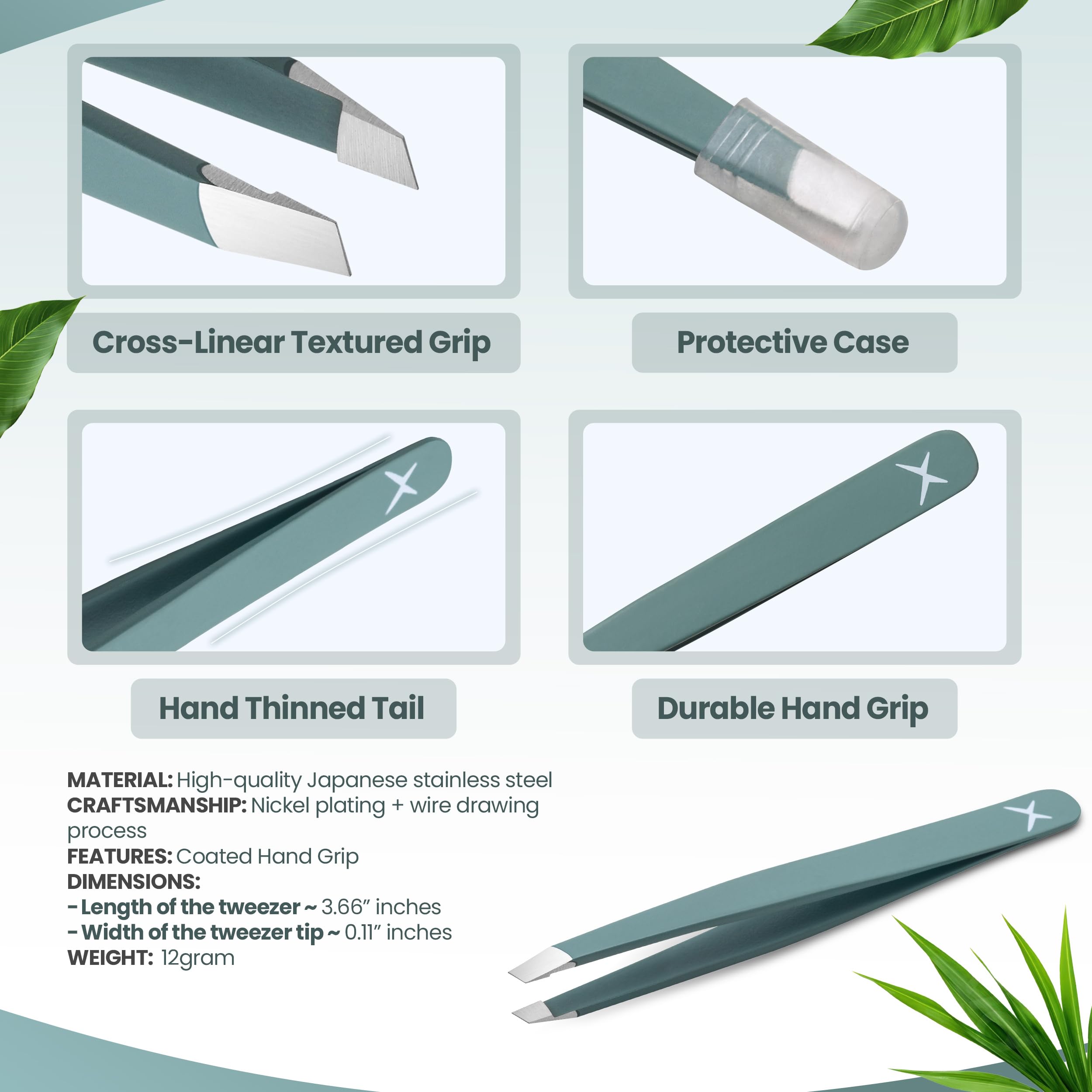 aaasportx Slant tweezers Olive Fog easy cleaning with soap or alcohol after use