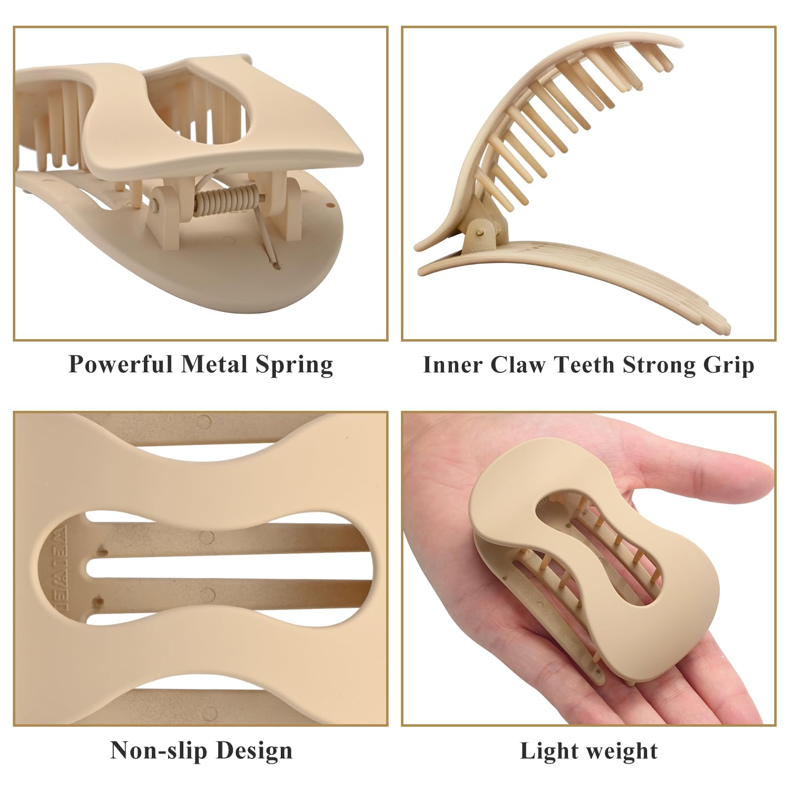 Aaiffey no-slip multi-tooth clip; securely grips various hair types.