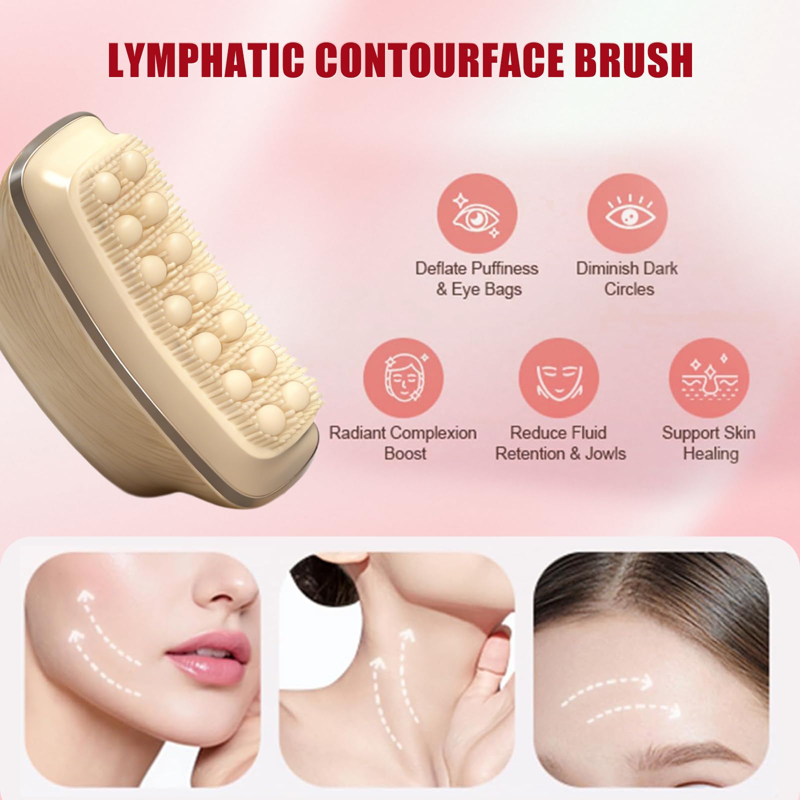 AAJP face drainage massager highlights jawline sculpting and relaxed facial muscles.