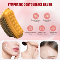 AAJP Lymphatic Contour Face Brush side-angle view with ergonomic curve for precise massage.