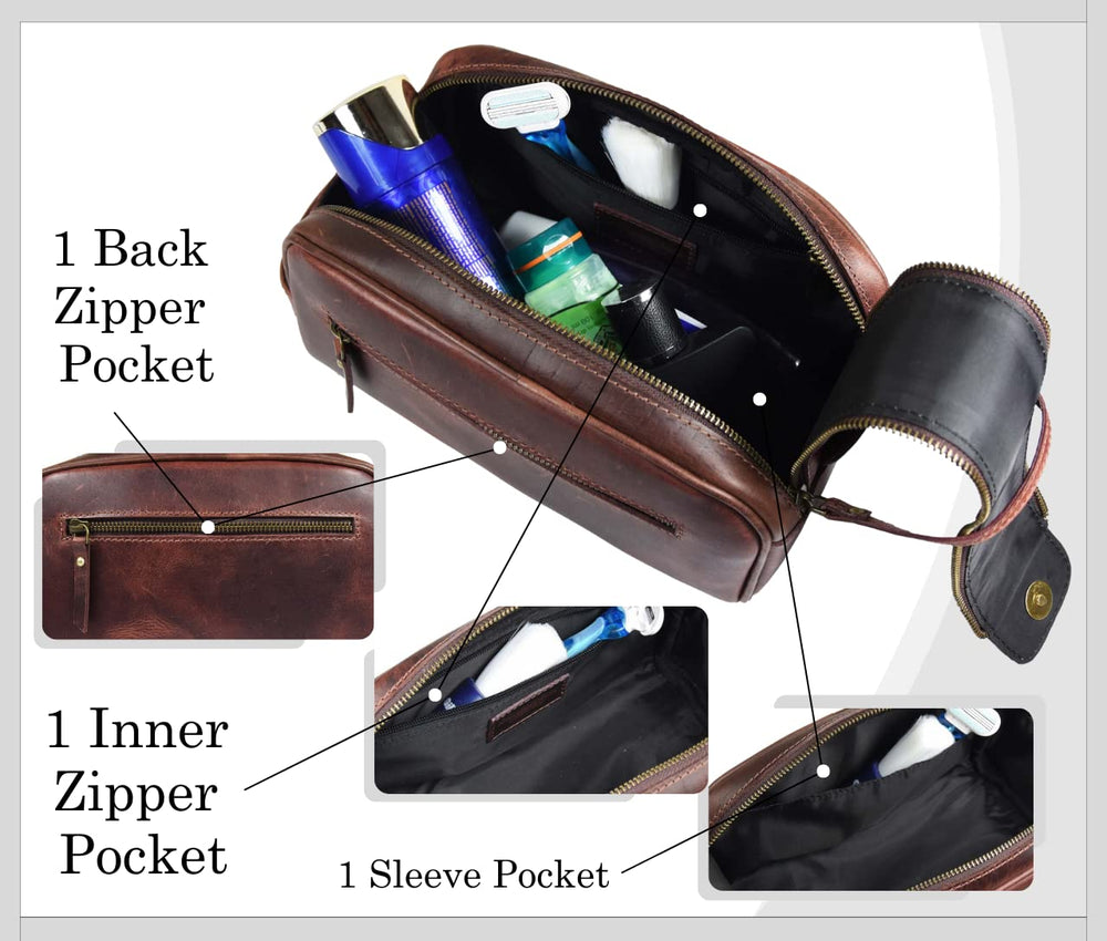 Aaron Vendimia Estilo leather strap handle simplifies carrying from luggage to hotel bathroom