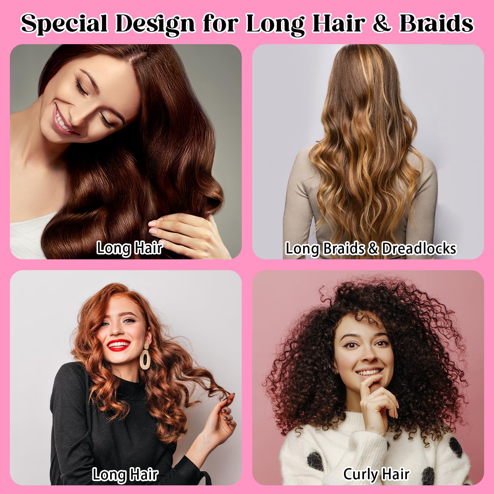 Abeillo capuchón de ducha negro-rosa, diseño práctico para cabello largo y trenzas.