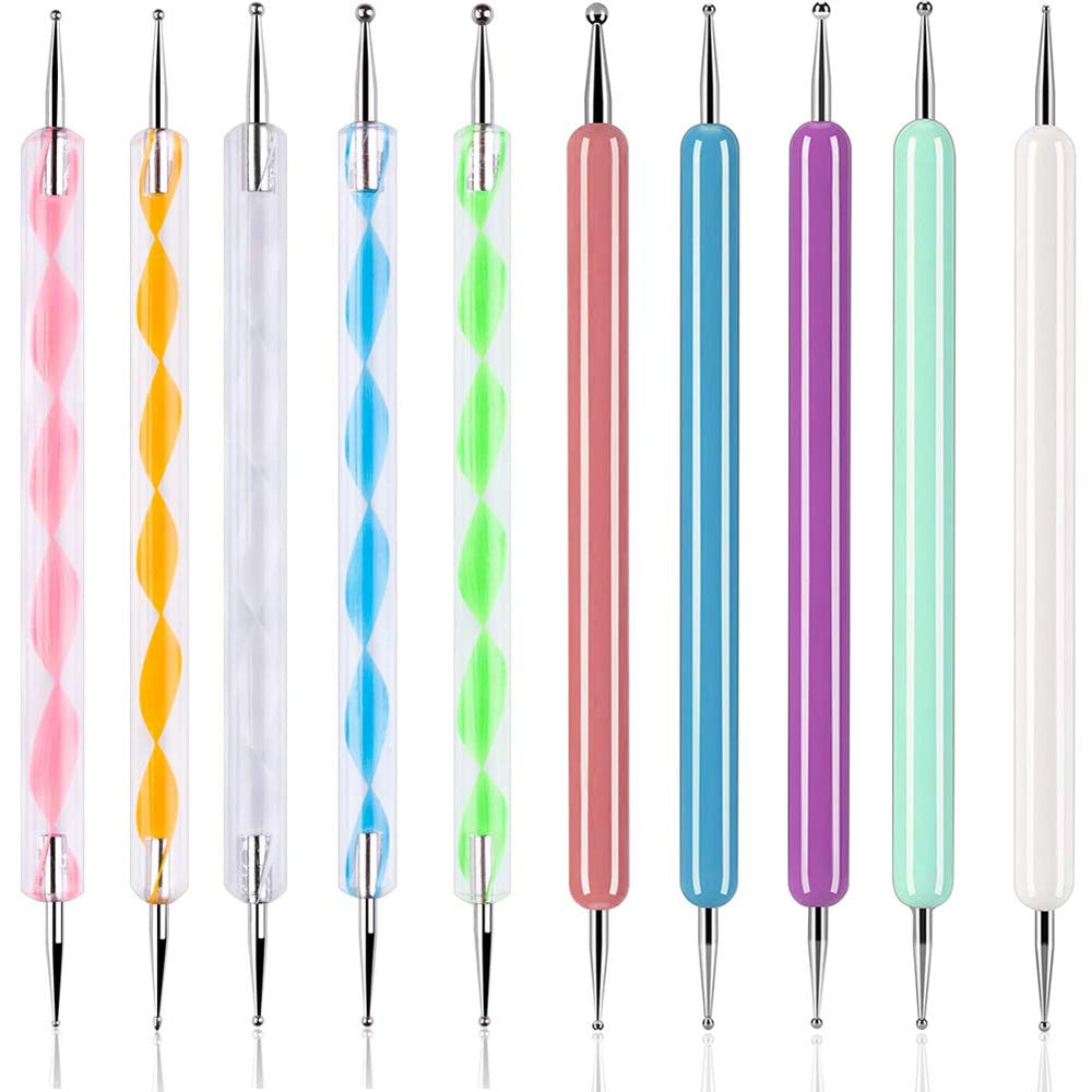 ABenkle dotting tools with ball ends for precise nail art detailing.