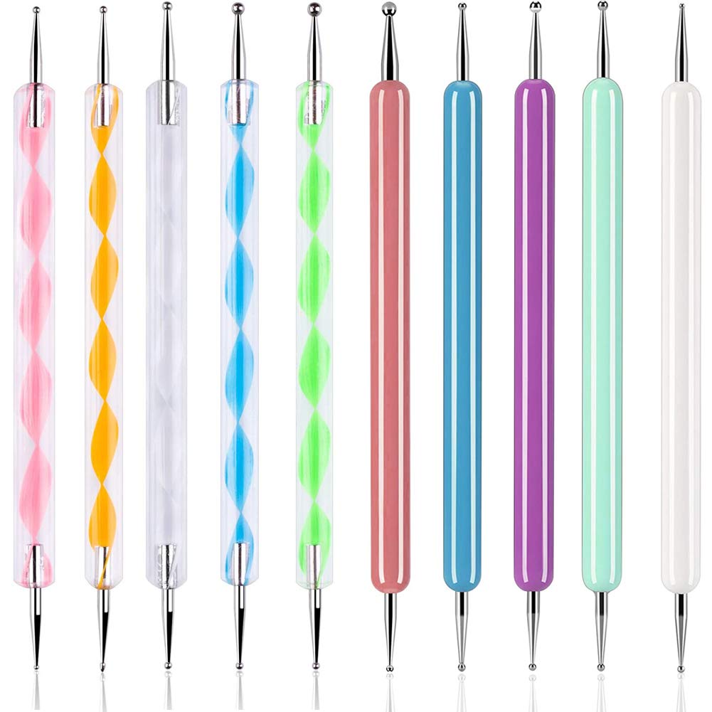 ABenkle dotting tools with ball ends for precise nail art detailing.
