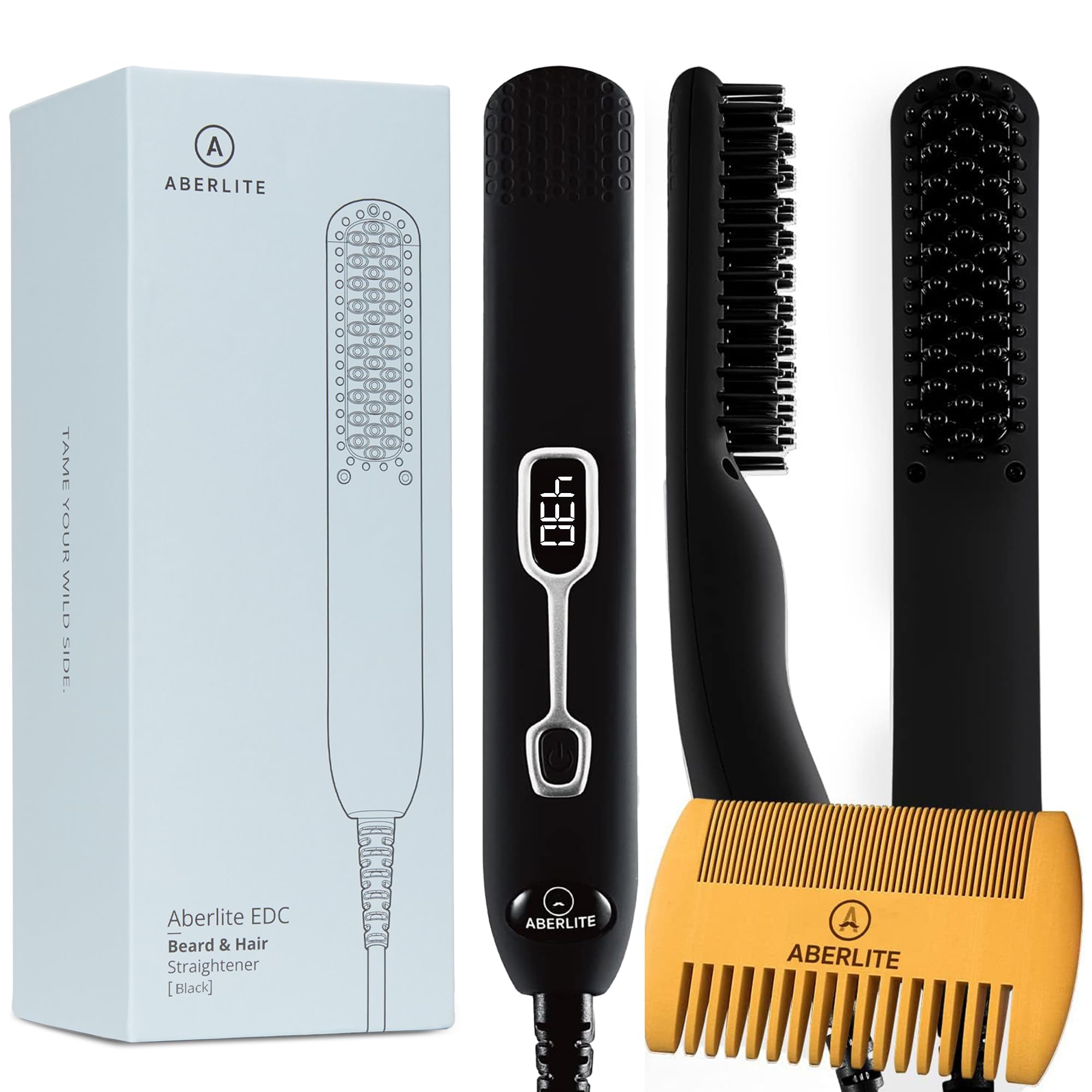 Aberlite EDC beard straightening brush for precise styling and a smoother beard.
