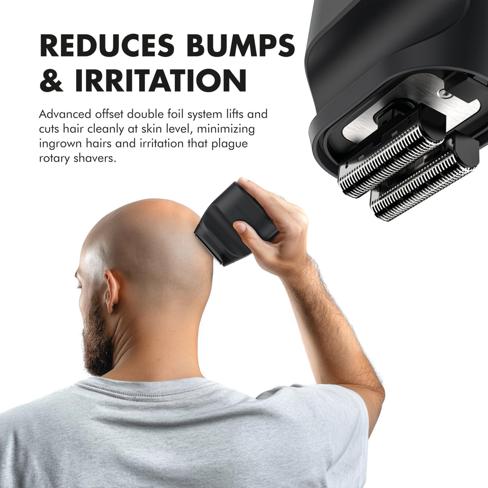 Aberlite Touch 2 head-shave angle demonstrates easy access to tricky spots.