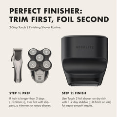 Aberlite Touch 2 in wet/dry use shows convenient shaving anytime.