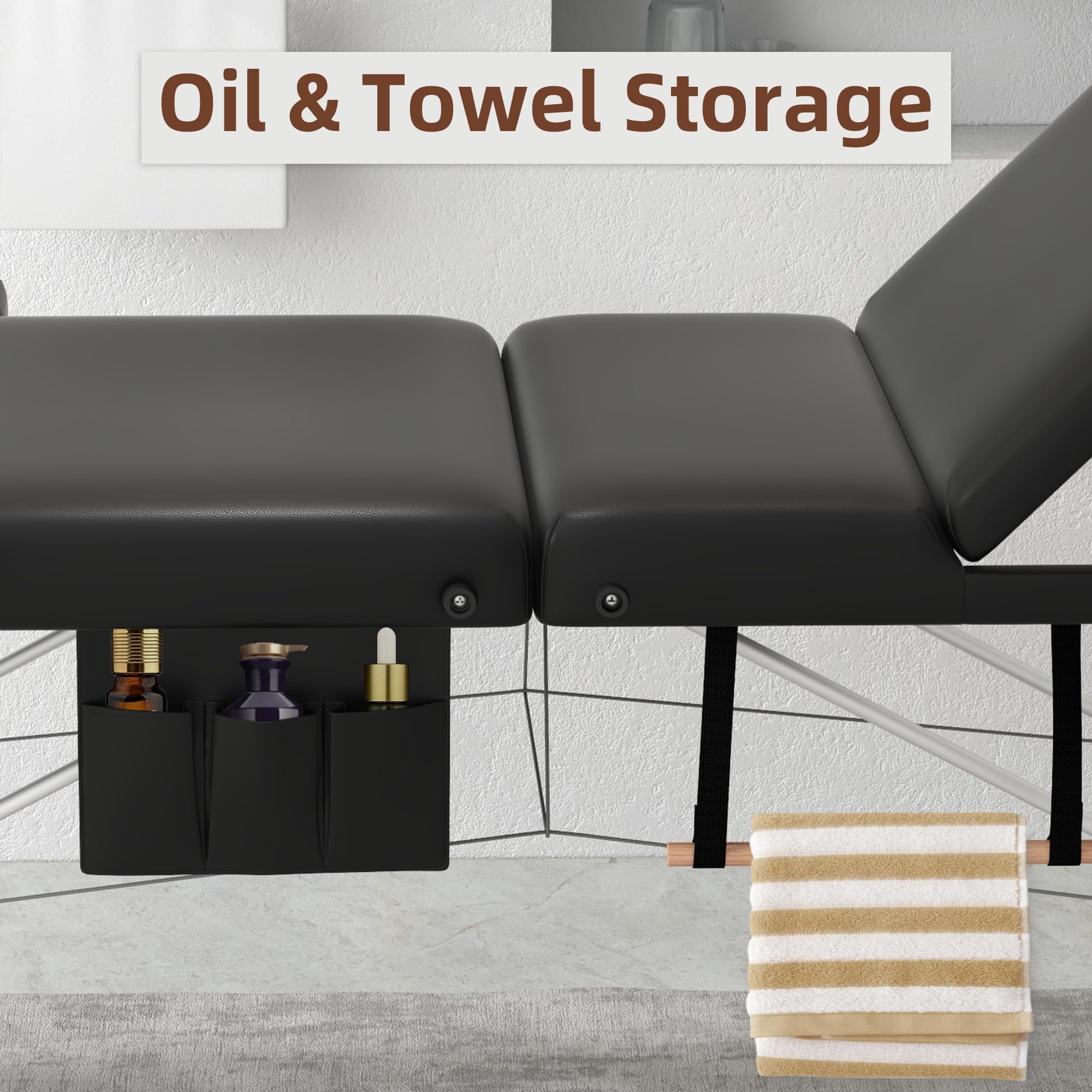 ABET PVC leather surface offers breathable comfort and easy cleaning during treatments.