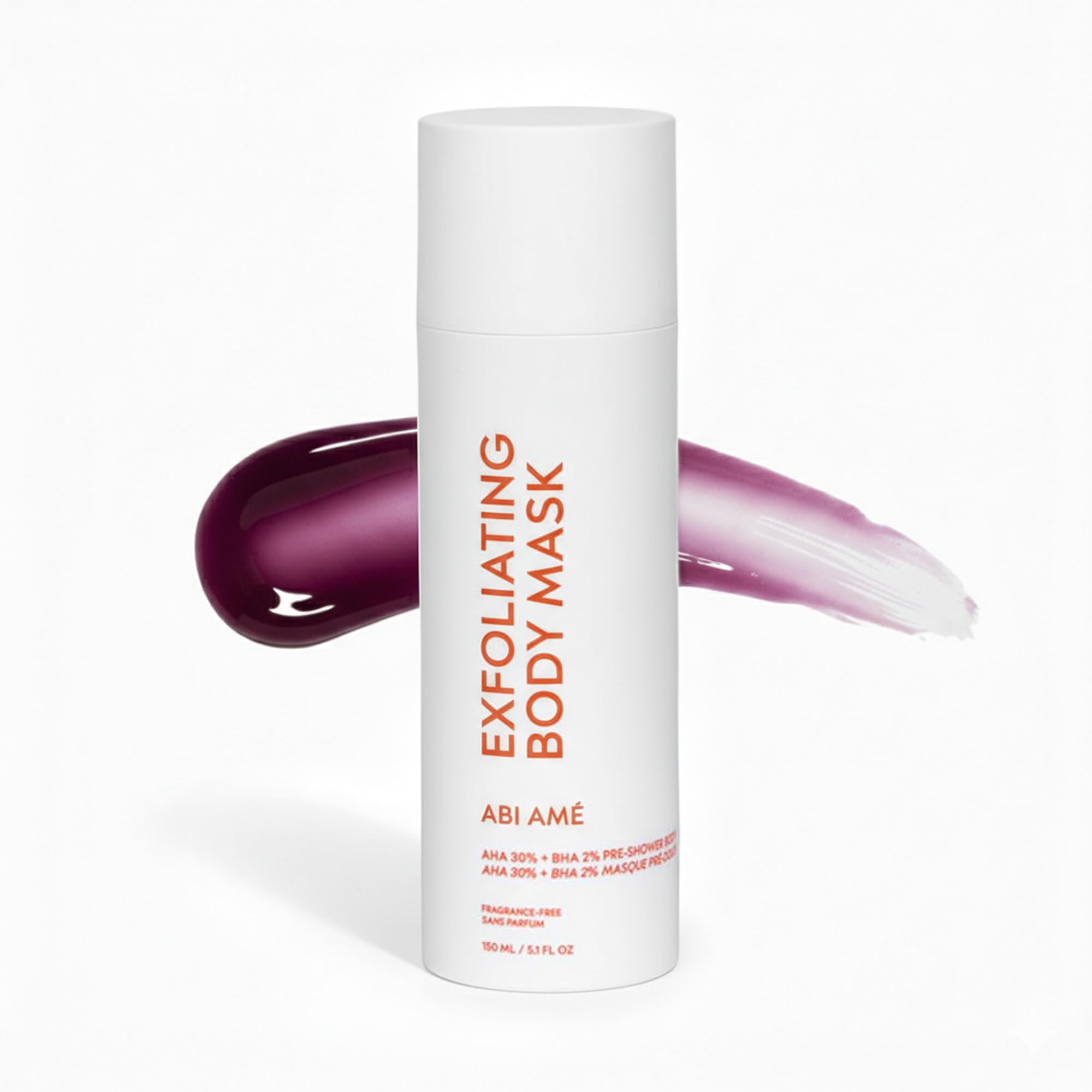 ABI AME chemical body exfoliator bottle pour shows easy pre-shower treatment for smoother skin