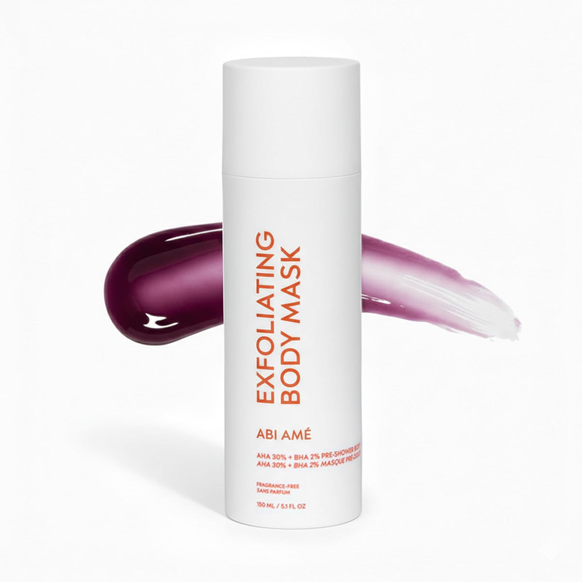 ABI AME chemical body exfoliator bottle pour shows easy pre-shower treatment for smoother skin