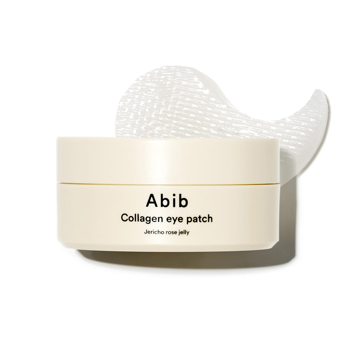 Abib Collagen Peptide Eye Patches on the under-eye area for smoother, hydrated skin.