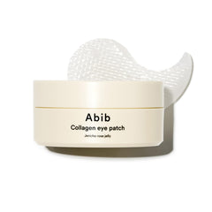 Abib Collagen Peptide Eye Patches on the under-eye area for smoother, hydrated skin.