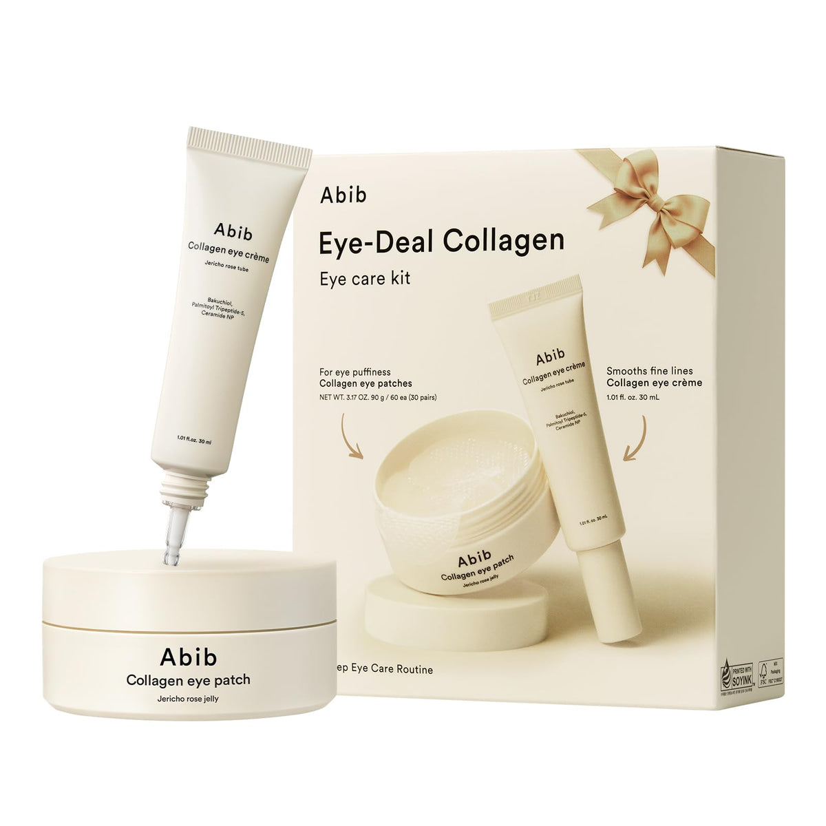 Abib Eye-Deal collagen eye patch packaging highlighting vegan hydration.