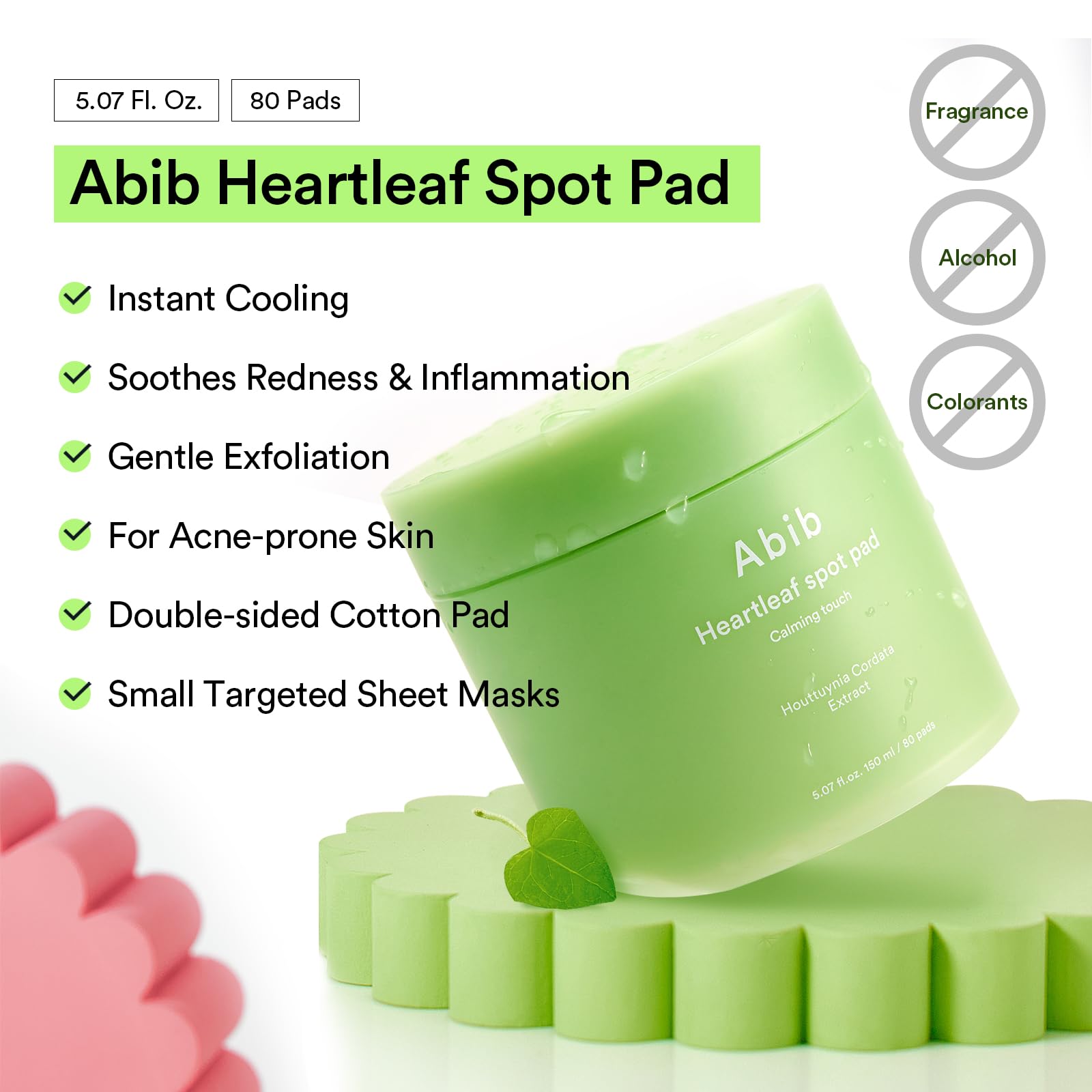Aplicador higienico del Abib Heartleaf Spot Pad para una aplicación limpia.