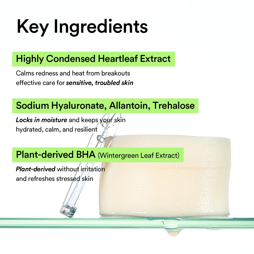 Extracto de heartleaf presente en Abib Heartleaf Spot Pad para piel equilibrada.