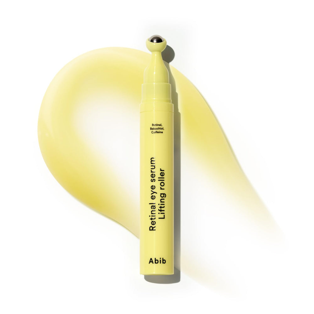 Abib Retinal Eye Serum con aplicador rodillo frío para refrescar el contorno ocular.