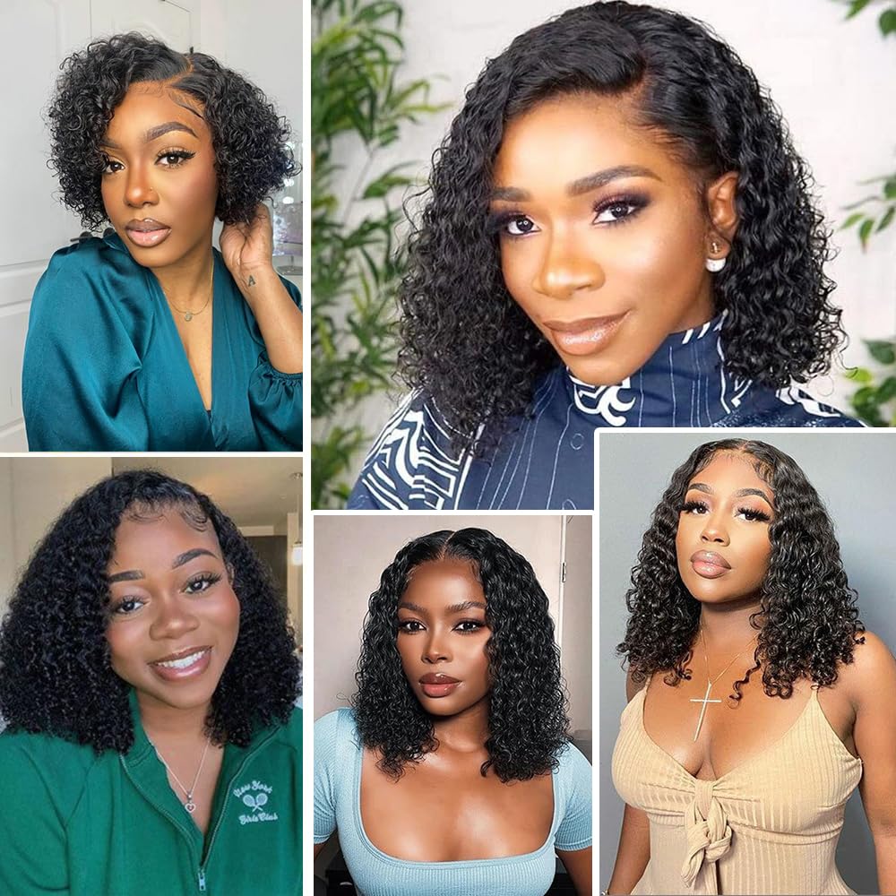 Ablvari Curly Bob Wig ready-to-wear demonstration without glue.