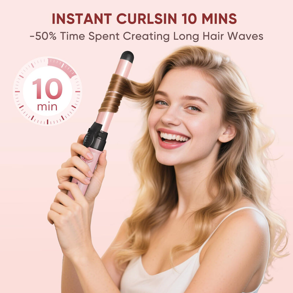 ABNER ceramic barrel delivers smooth heat and bright shine.
