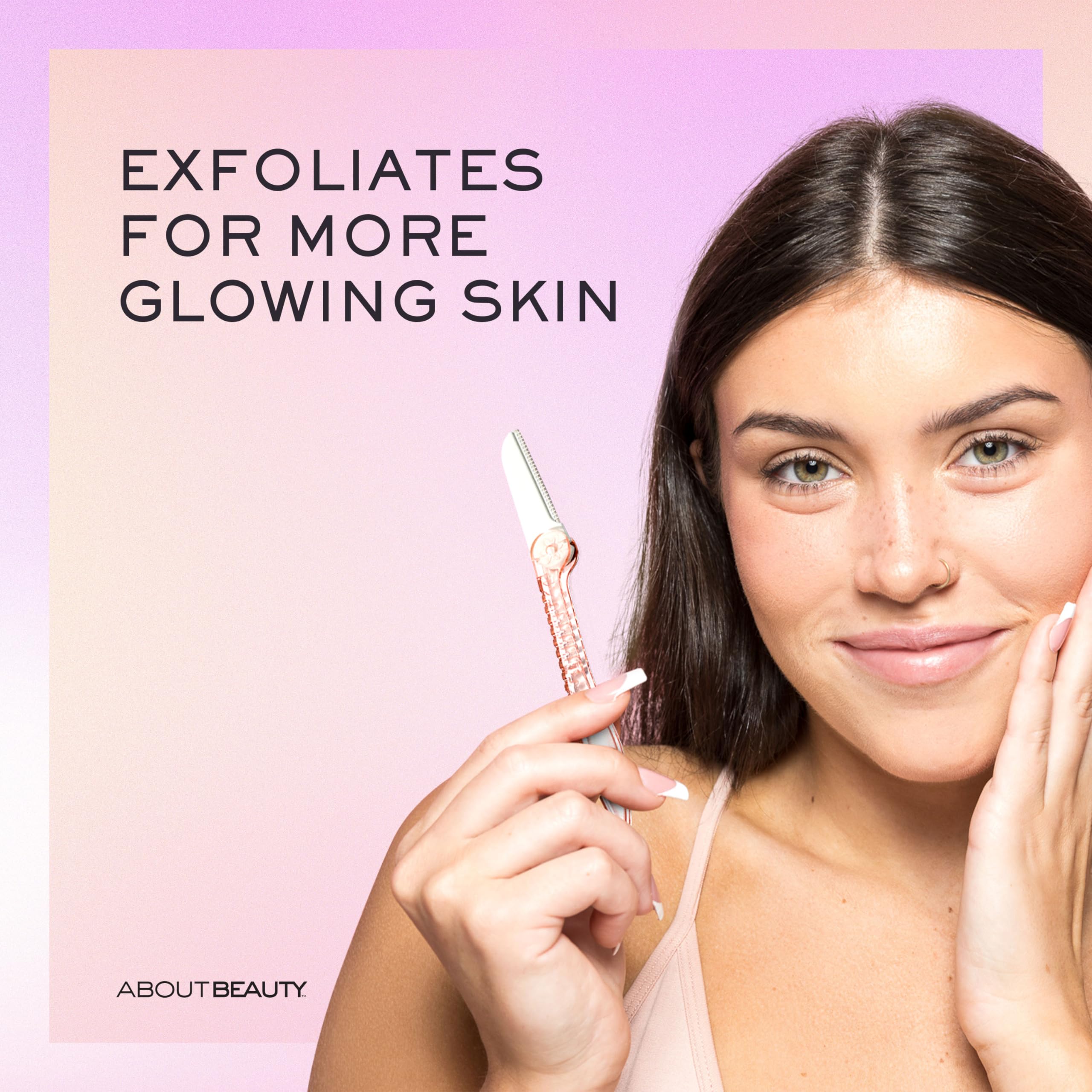 About Face Fold-n-Go Groomers gentle facial hair removal on cheeks and chin.