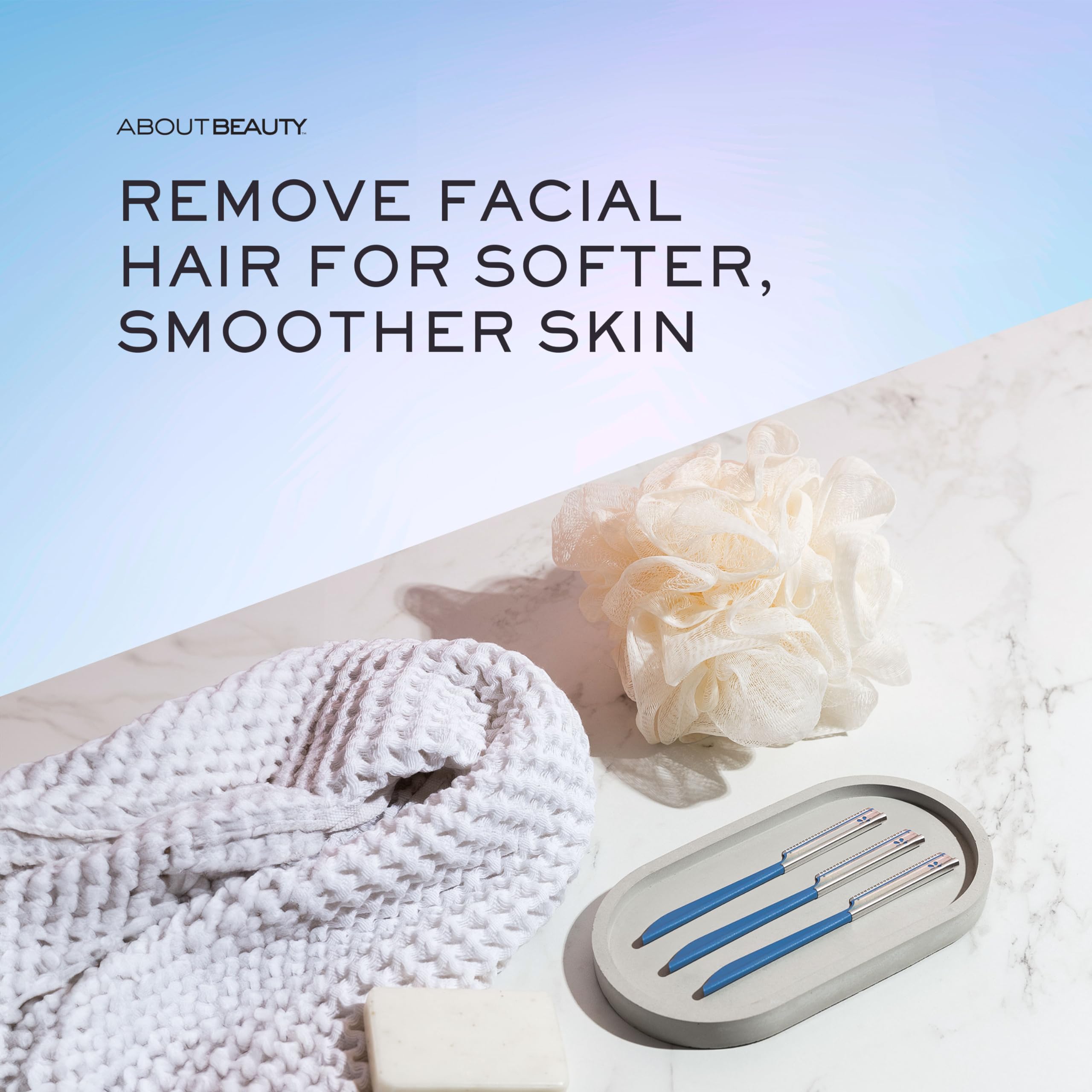 About Face Pro-Premium Razor blade close-up shows Japanese stainless steel.