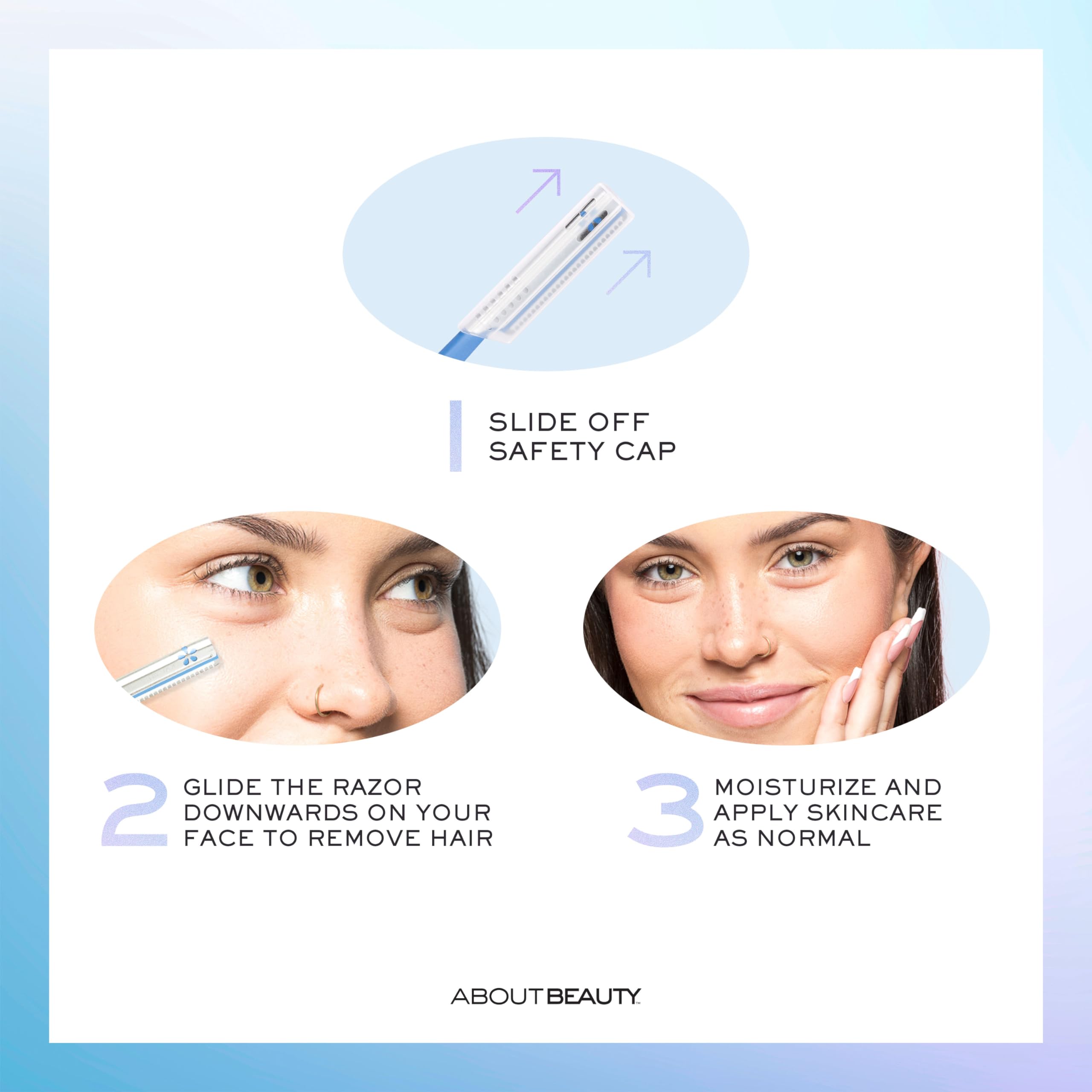 About Face Pro-Premium Razor eyebrow shaping allows tidy brows.