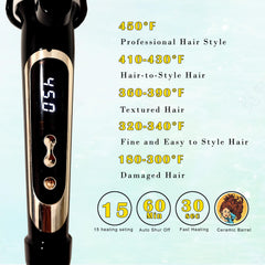 ABP curling iron with PTC heat reaches 250°F in 60 seconds
