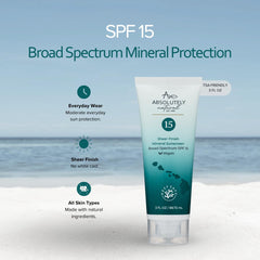 Absolutely Natural SPF15 sunscreen application on skin demonstrates quick absorption and hydration.
