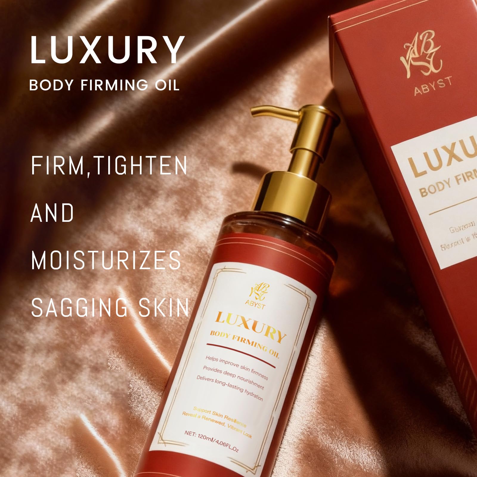 Non-greasy finish close-up emphasizes fast absorption of ABYST oil.