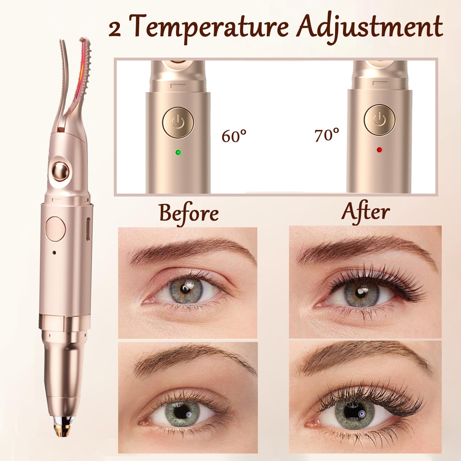Acavado two-temperature modes for soft to thick lashes.