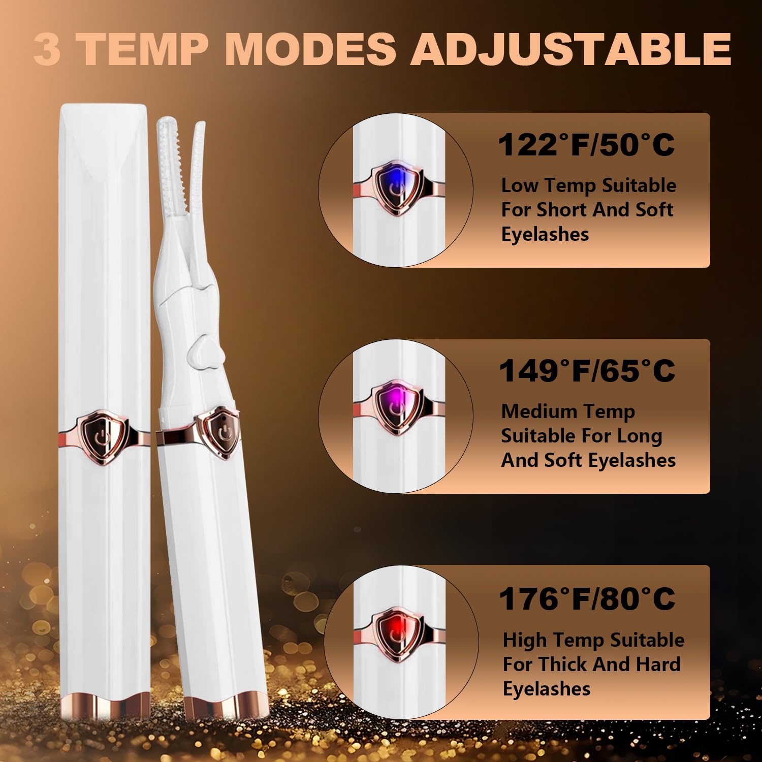 Acavado three-temperature modes for customizable lash styling.