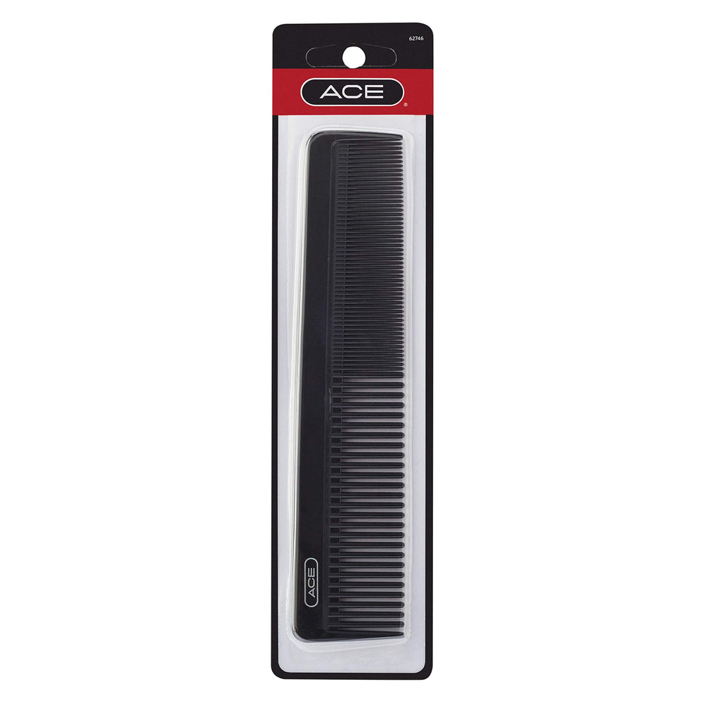 Ace Classic Goody Dressing Hair Comb front view in black for portable grooming
