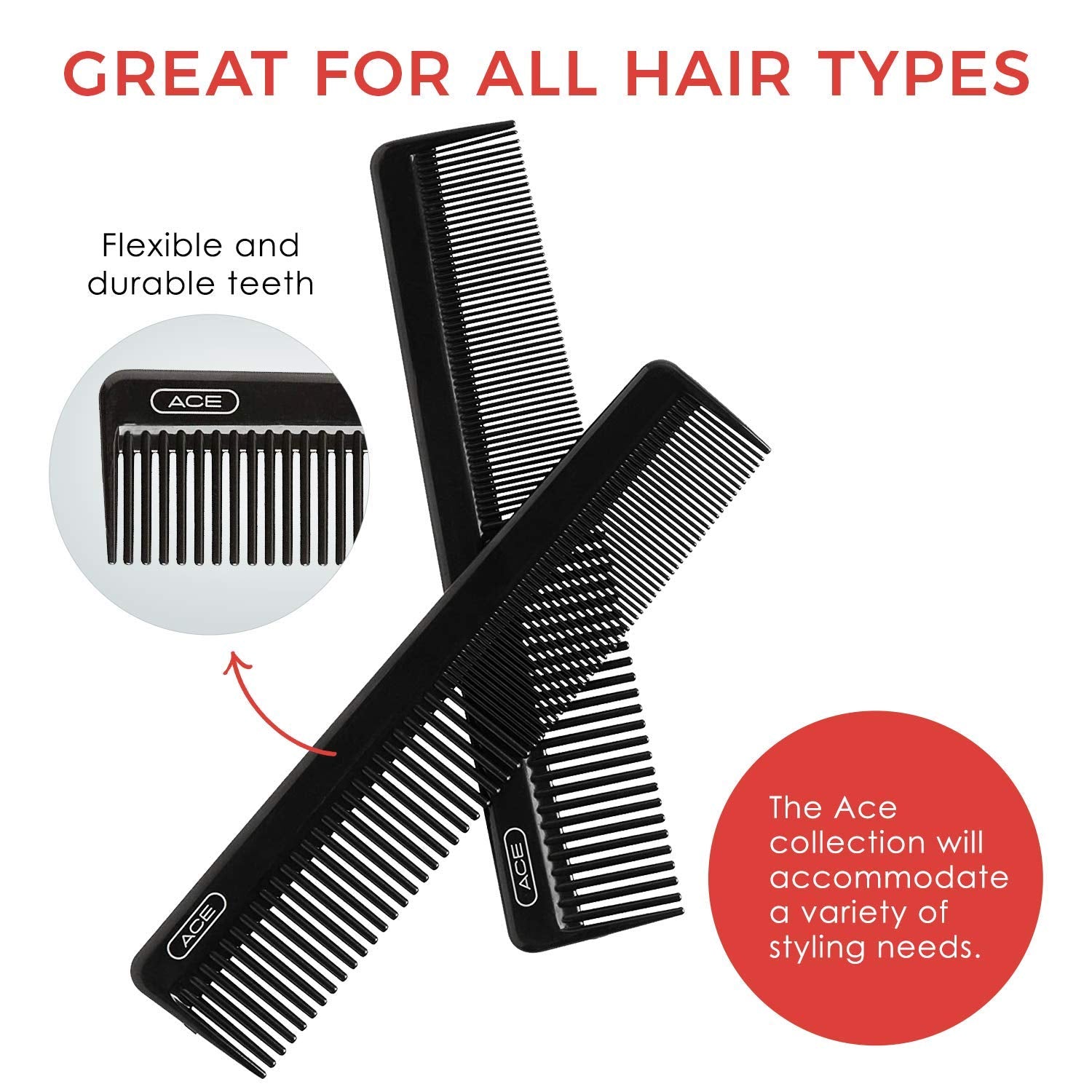 Ace Classic Goody Dressing Hair Comb packaged, ready for gifting or retail display