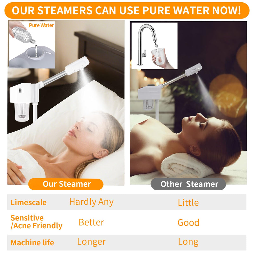Close-up of AceFox steam in action for pore cleansing and hydration.
