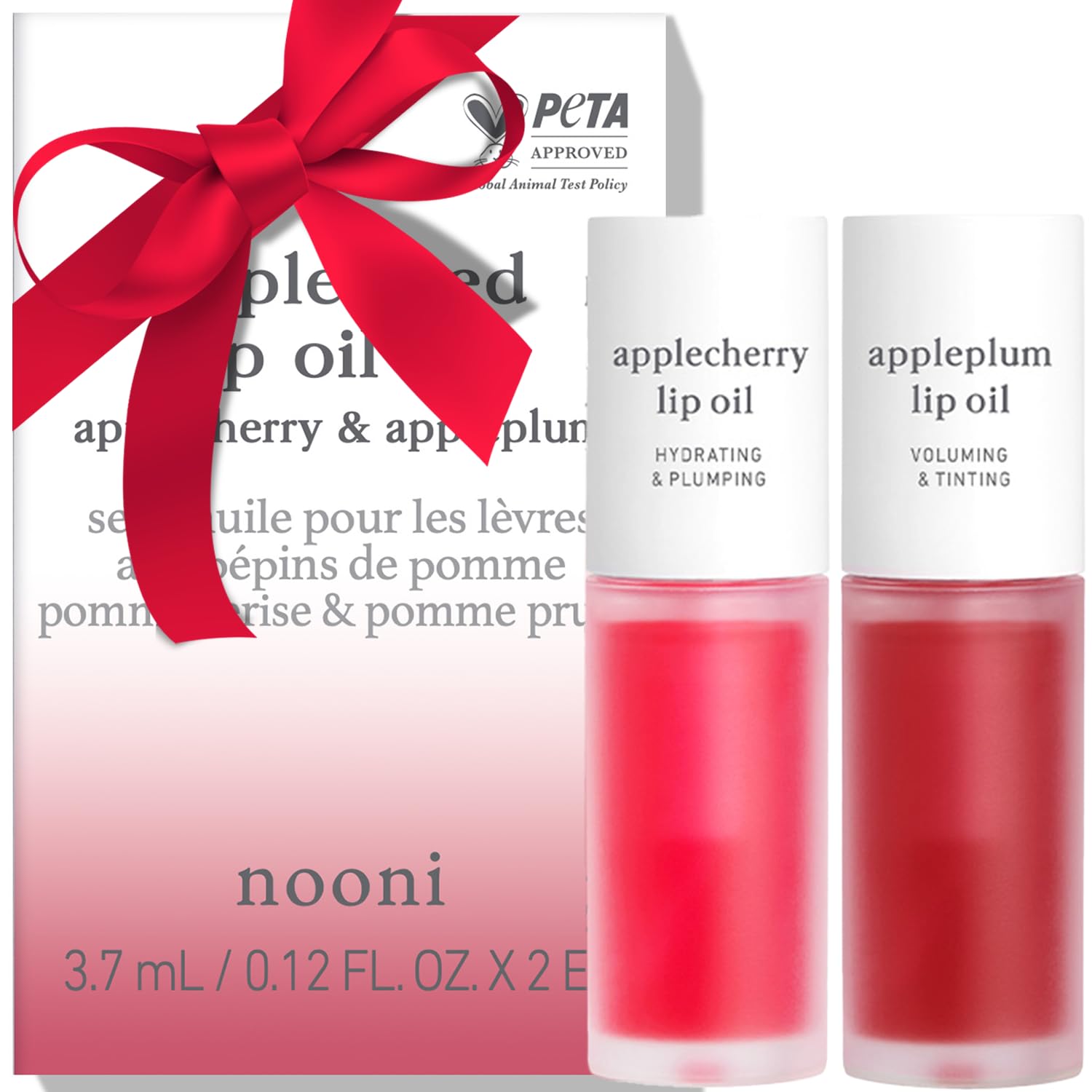 NOONI Aceite labial Appleseed set envase, hidratación duradera para labios secos