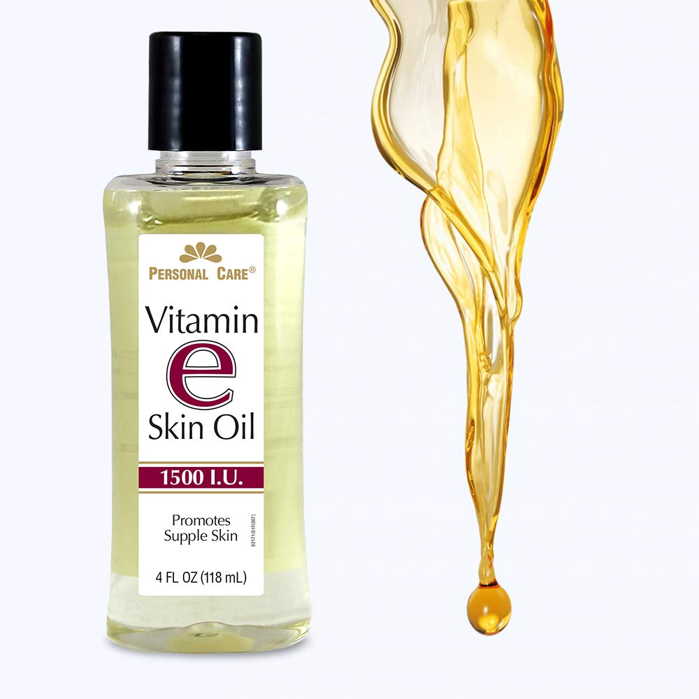 Etiqueta clara de aceite de vitamina E para uso diario.