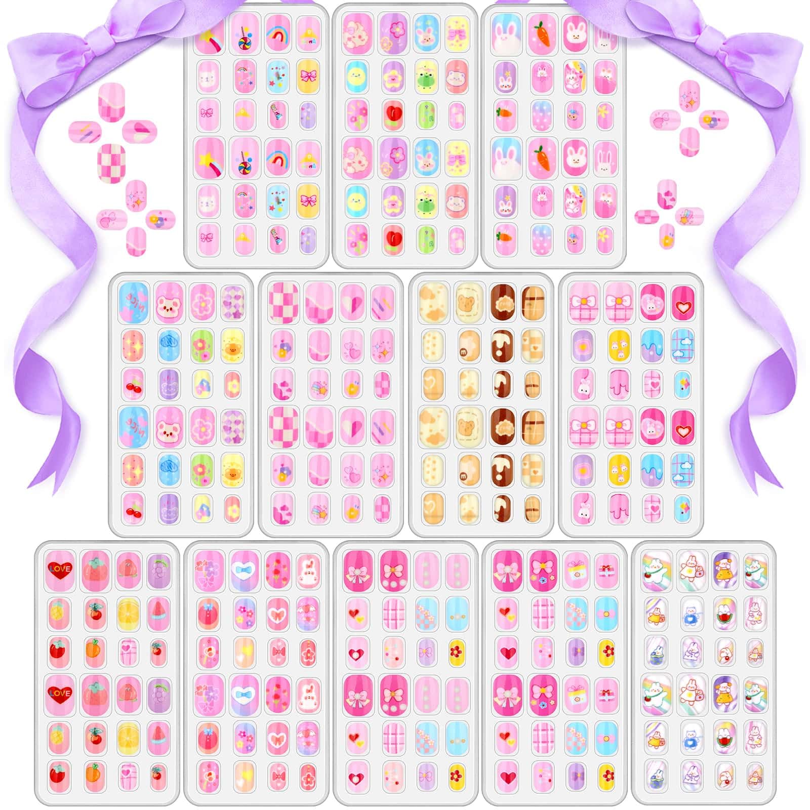 Acejoz uñas postizas 288 para niñas, set completo para juego y creatividad en casa.