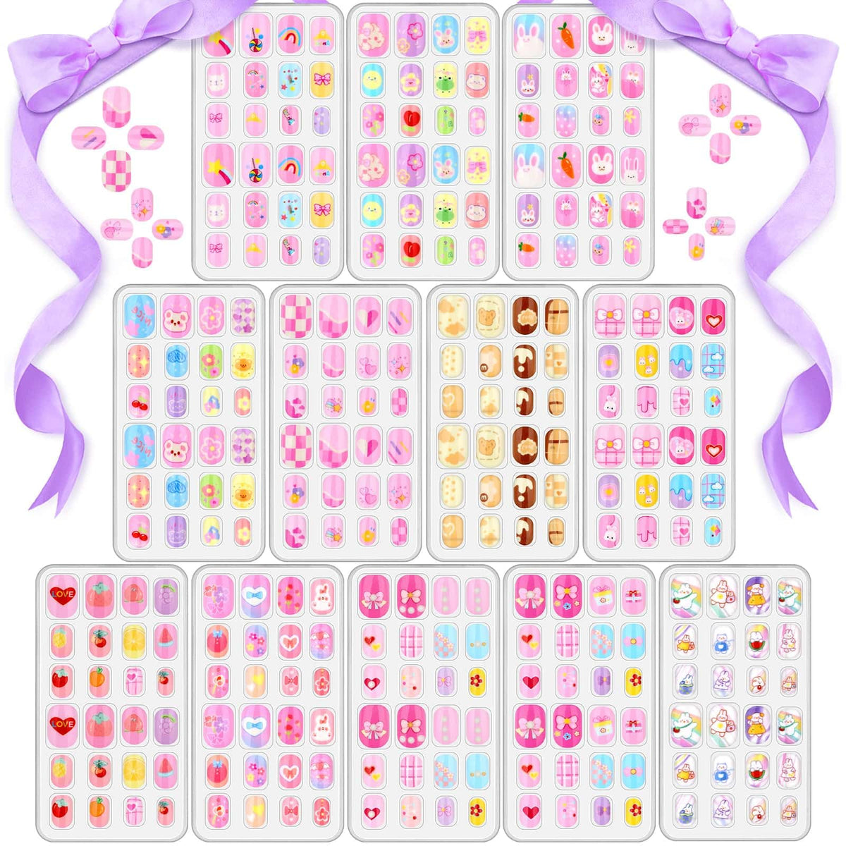 Acejoz uñas postizas 288 para niñas, set completo para juego y creatividad en casa.
